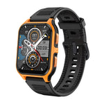 Smartwatch with black and orange design on a white background