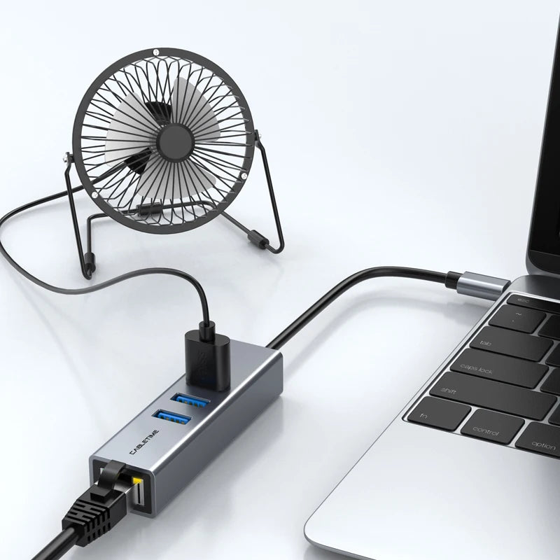 CABLETIME Gigabit Ethernet Adapter 3-Port USB-C Hub