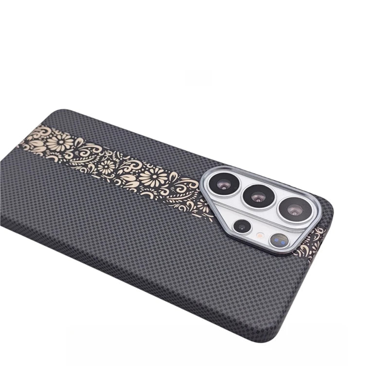Carbon Fiber Matte Magnetic Case with Raised Lens Protection for Samsung Galaxy S24 Ultra