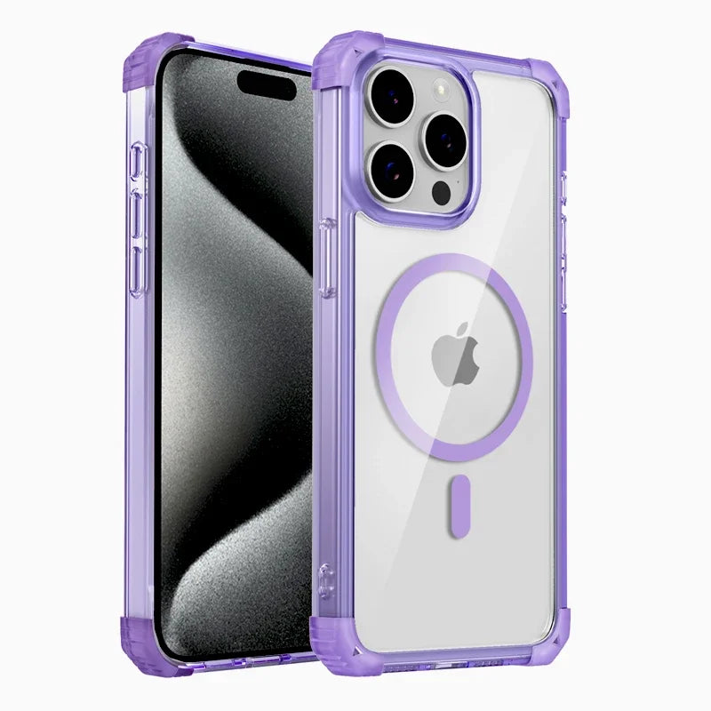 Shockproof Armor Transparent MagSafe Case for iPhone 16 Series