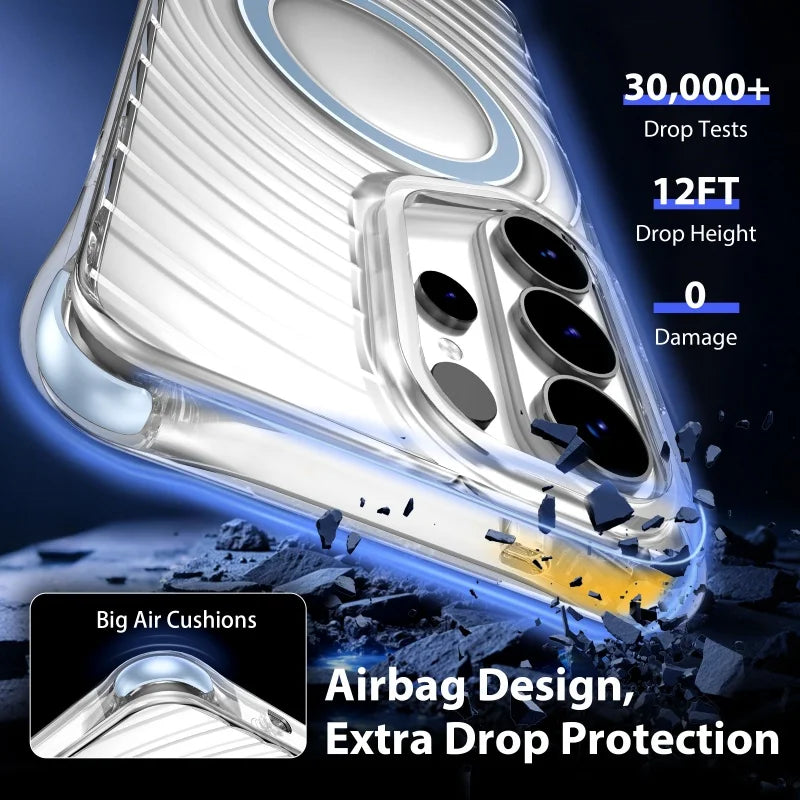Transparent Magnetic Case with Four-Corner Airbag Shock Absorption for Samsung Galaxy S26 Ultra