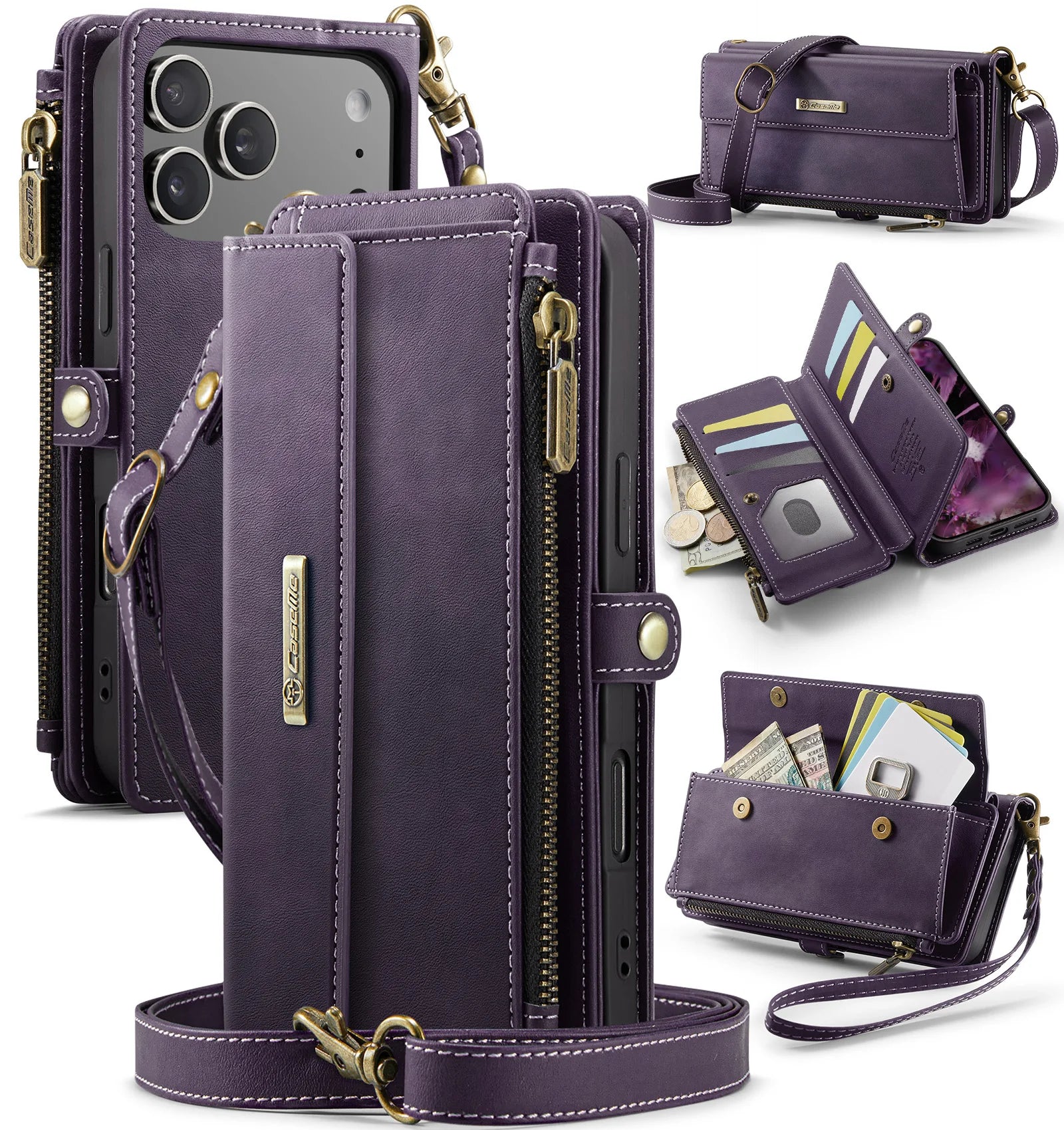iPhone 17 Series Crossbody Wallet Case with Long Lanyard and Magnetic Flip