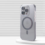 Transparent Frosted MagSafe Case with Oval Glitter Ring for iPhone 16 Series