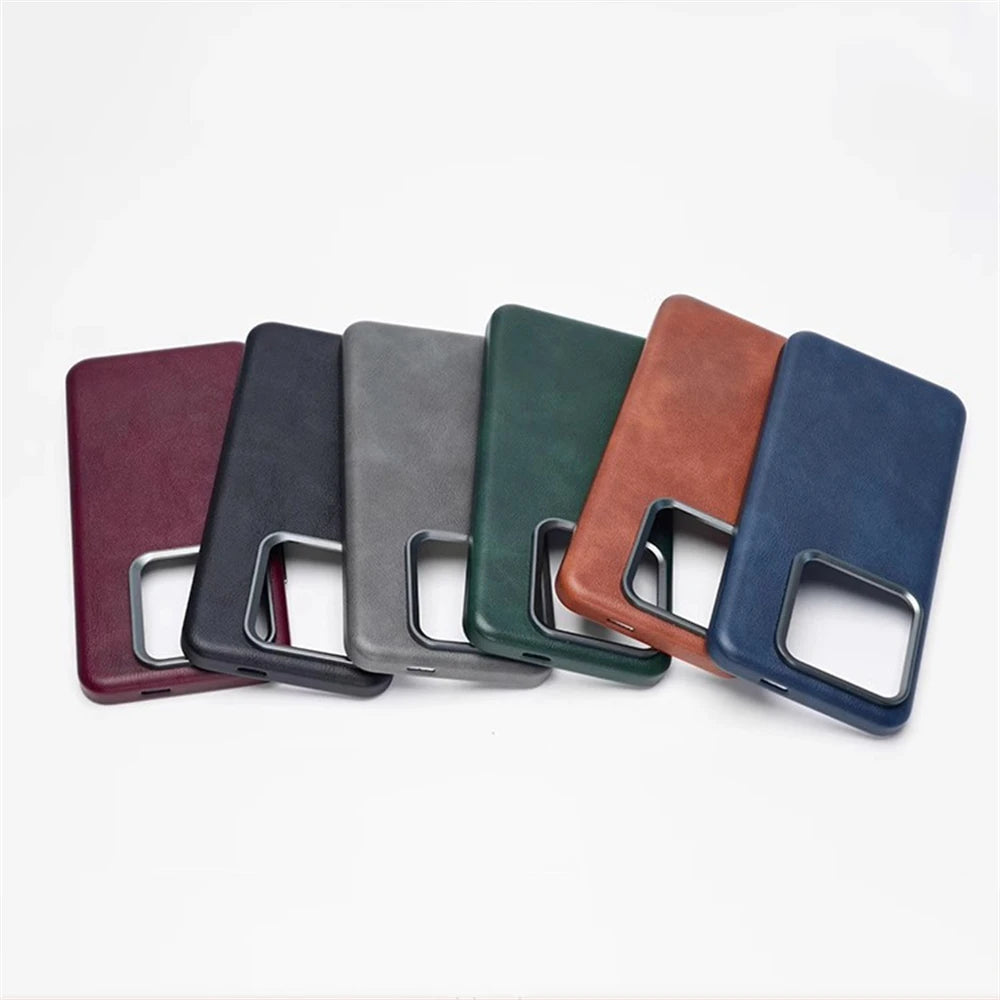Luxury Business Retro PU Leather Shockproof Magnetic Case for Xiaomi 15 Series
