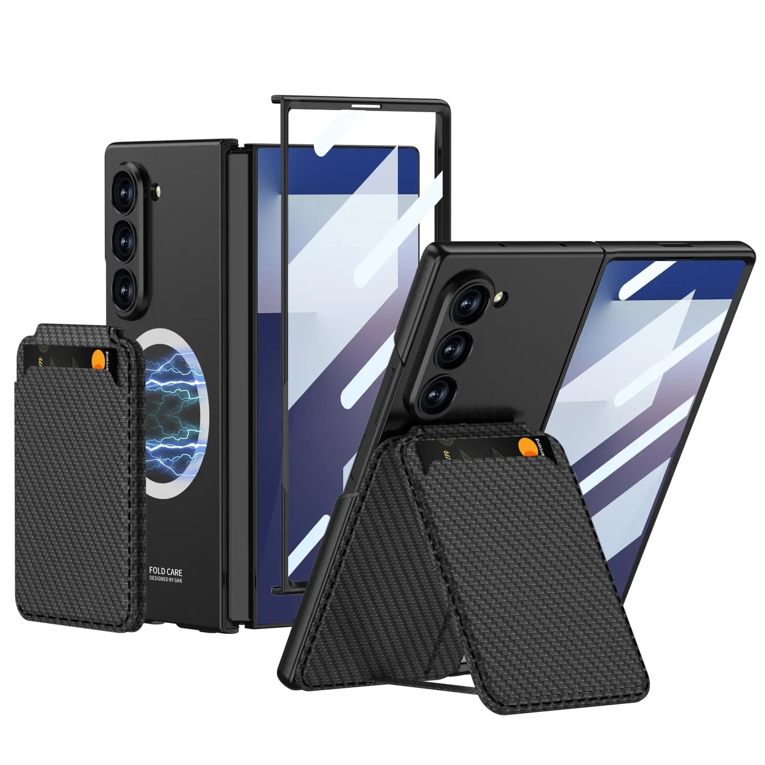 Samsung Galaxy Z Fold7 Magnetic Phone Case with Detachable Card Holder & Tempered Glass