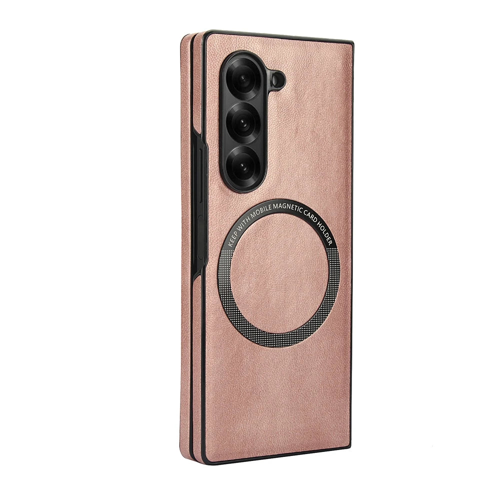 Samsung Galaxy Z Fold 7 Leather Bumper Magnetic Case