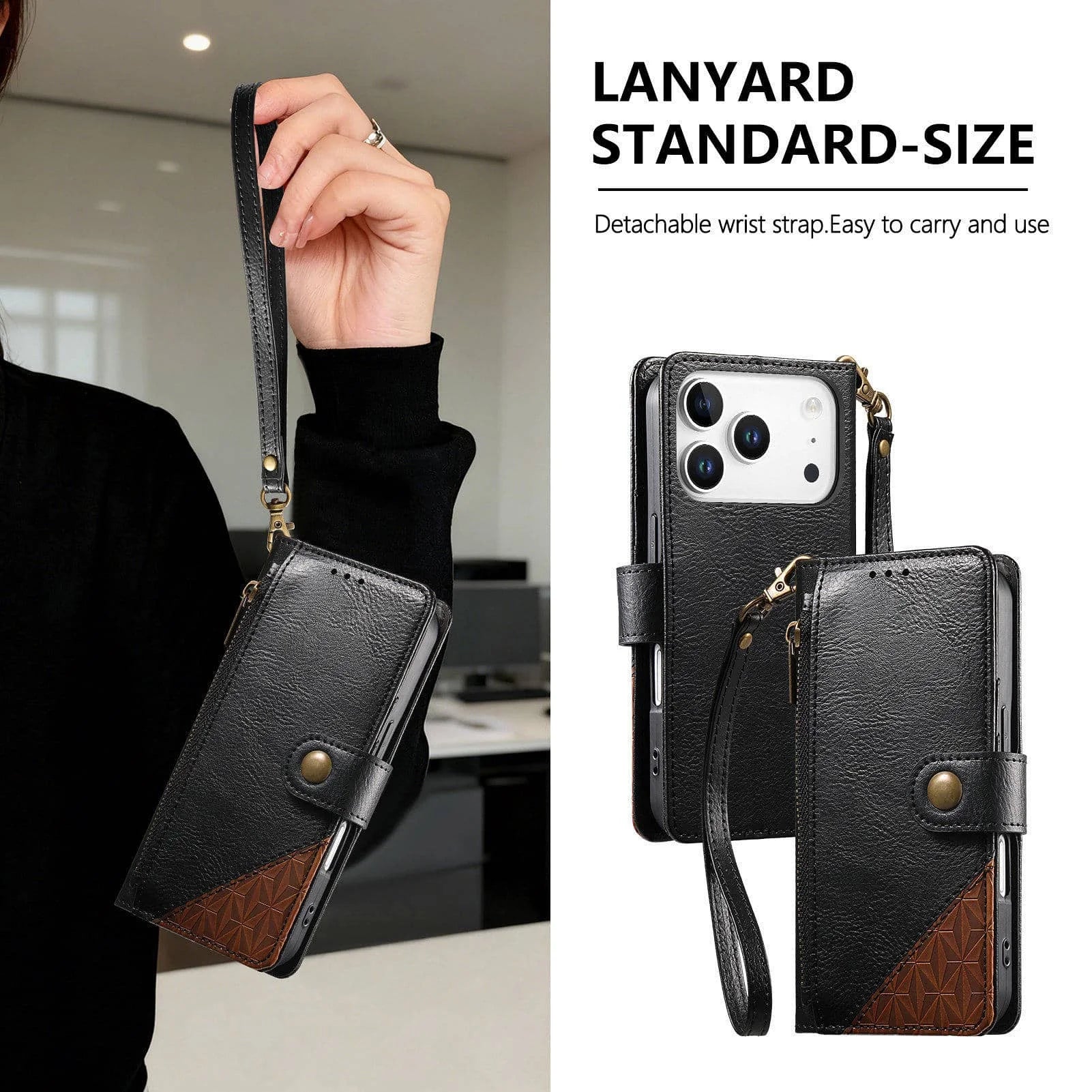 iPhone 17 Series Wallet Case with RFID Blocking Card Holder Kickstand