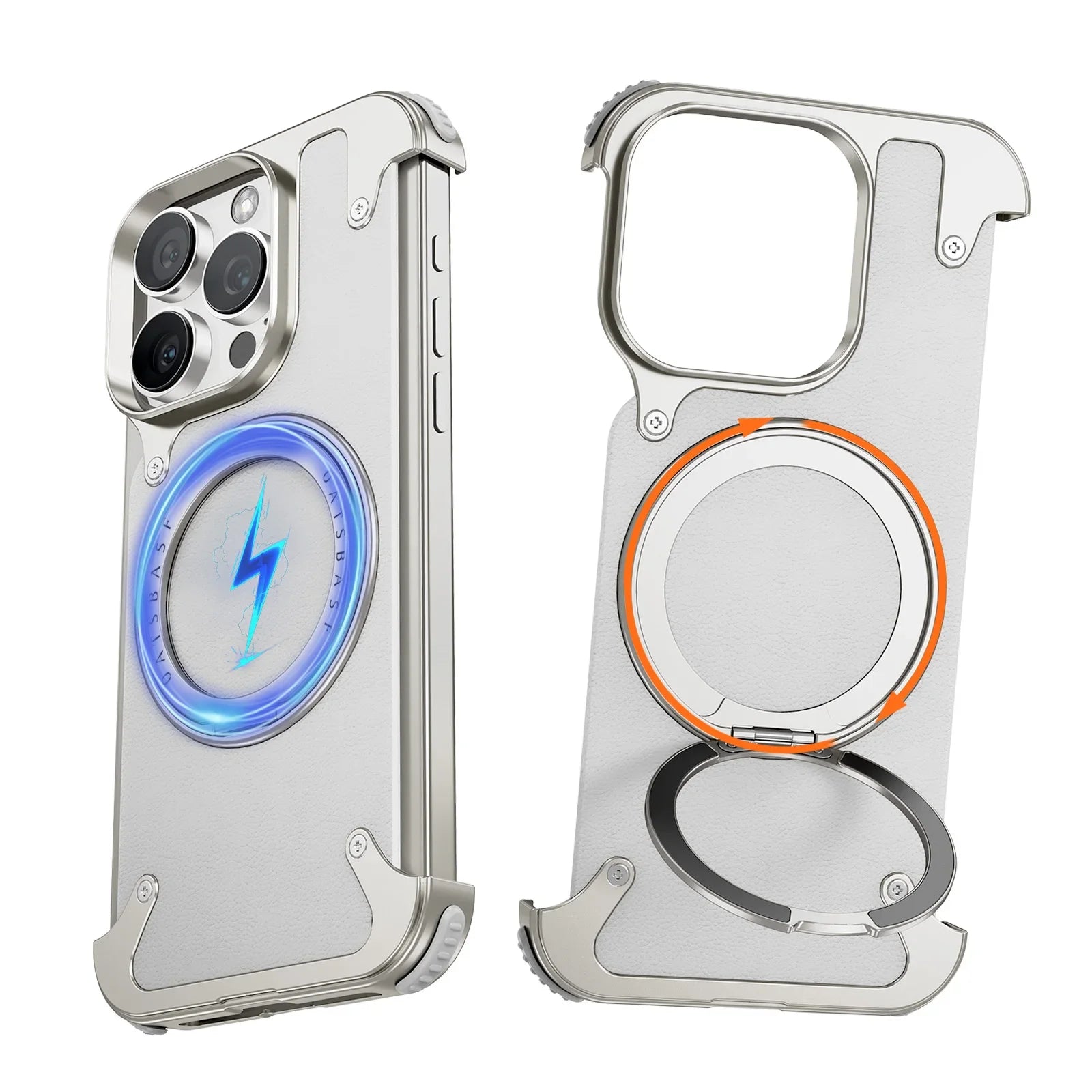 Luxury Slim Leather Case with 360° Magnetic Ring Stand for iPhone 16 Pro & iPhone 16 Pro Max