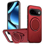 Carbon Fiber Dual-Layer Armor Case with 360° Rotating Magnetic Ring Stand for Google Pixel 11 Series