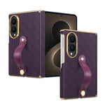 Luxury Business Velvet Leather Case with Wrist Strap for Samsung Galaxy Z Fold 8