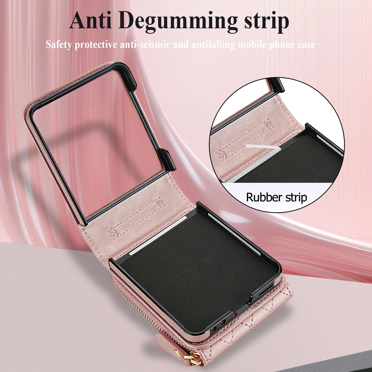 Premium Leather Wallet Cover with Zipper Card Pocket for Samsung Galaxy Z Flip 8