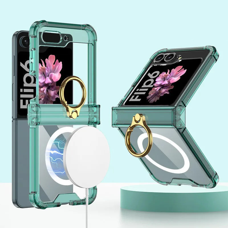 Samsung Galaxy Z Flip 6 Hinge Protective Magnetic Case with Ring Holder