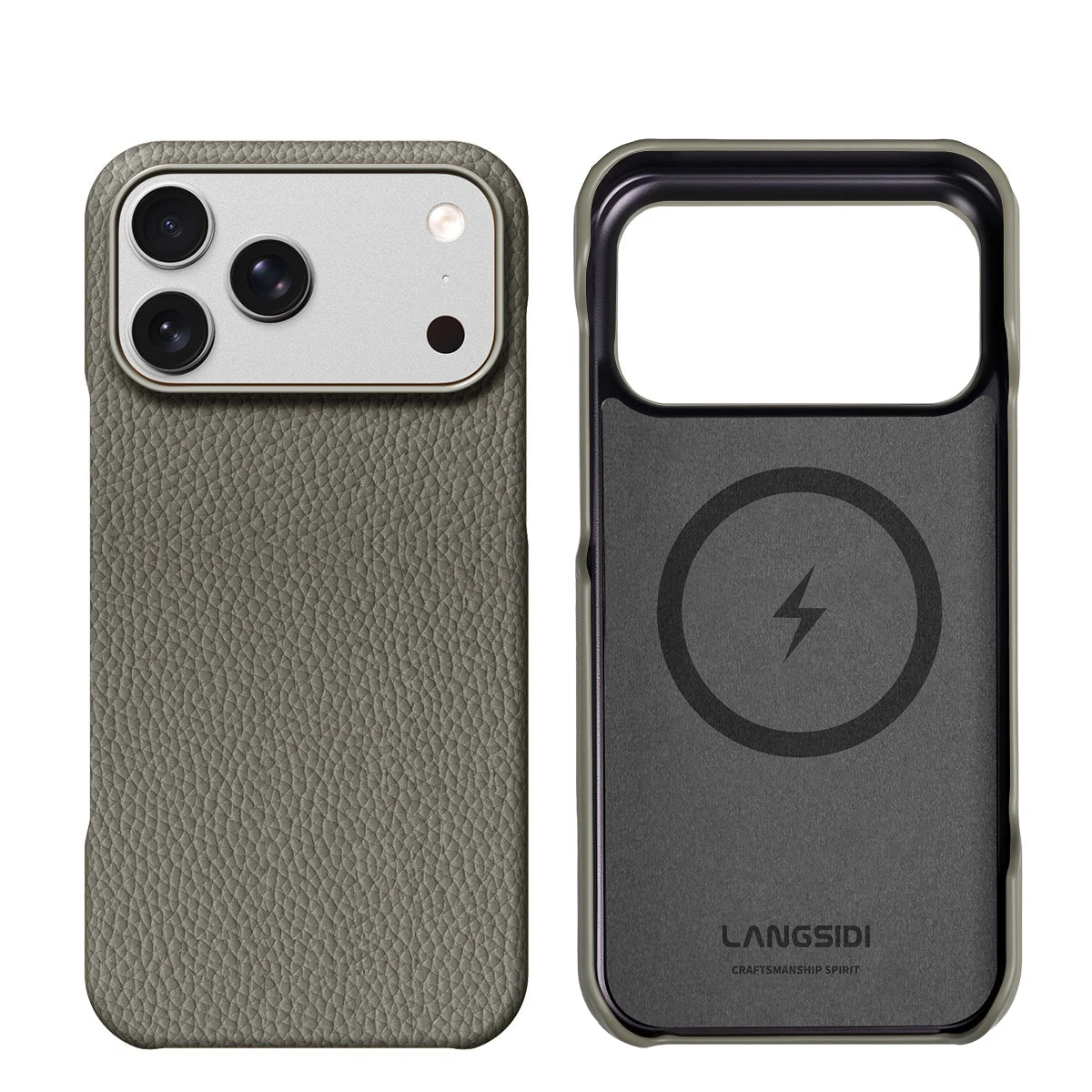Lychee Leather MagSafe Case with Raised Lens Protection for iPhone 17 Series