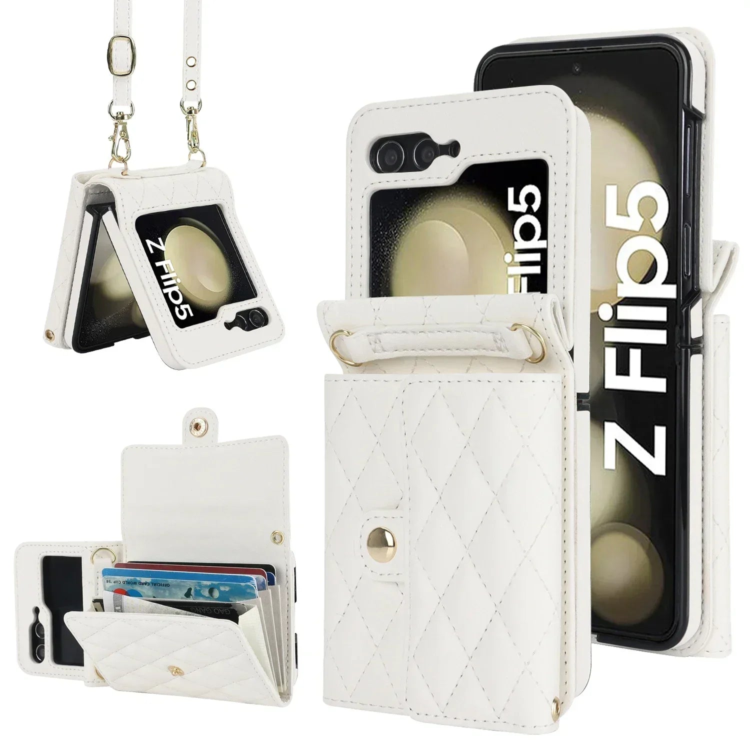 Stylish Leather Wallet Flip Case for Samsung Galaxy Z Flip 6