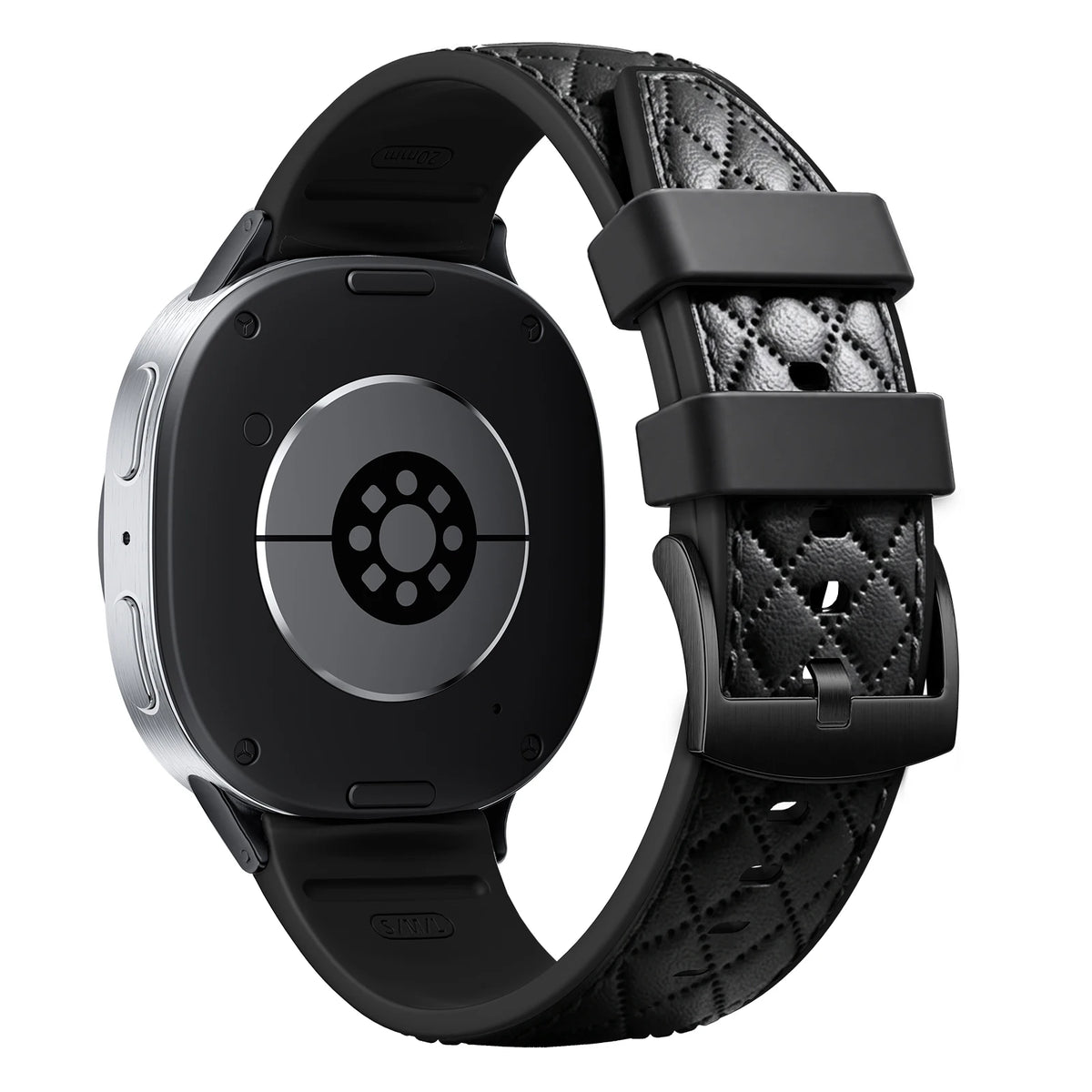 Quilted Leather Silicone Watch Strap with Pin Buckle Clasp for Samsung Galaxy Watch 9
