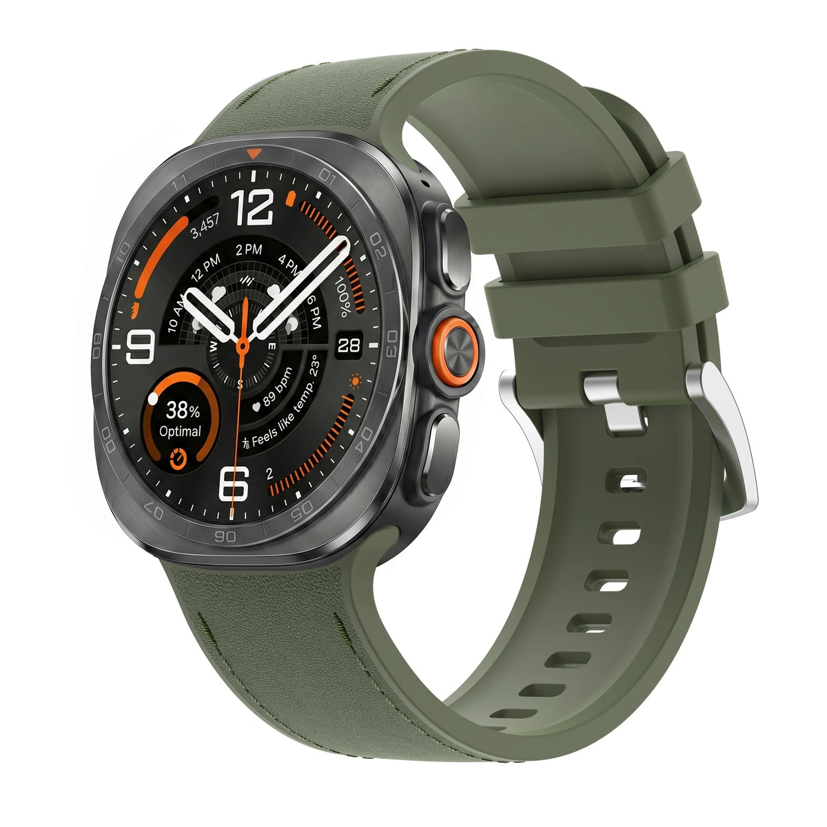 Hybrid Leather and Silicone Watch Band with Quick-Release Connectors for Samsung Galaxy Watch Ultra 2