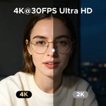 UGREEN 4K Webcam with 6-Level Touch Ring Light and Privacy Cover