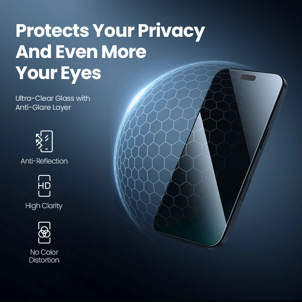 Anti-Peeping Tempered Glass Screen Protector with Dust-Free Installation Tool for iPhone 18 Series