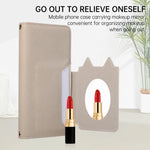 Leather Folio Wallet Case with Strap and Mirror for iPhone 17 Series