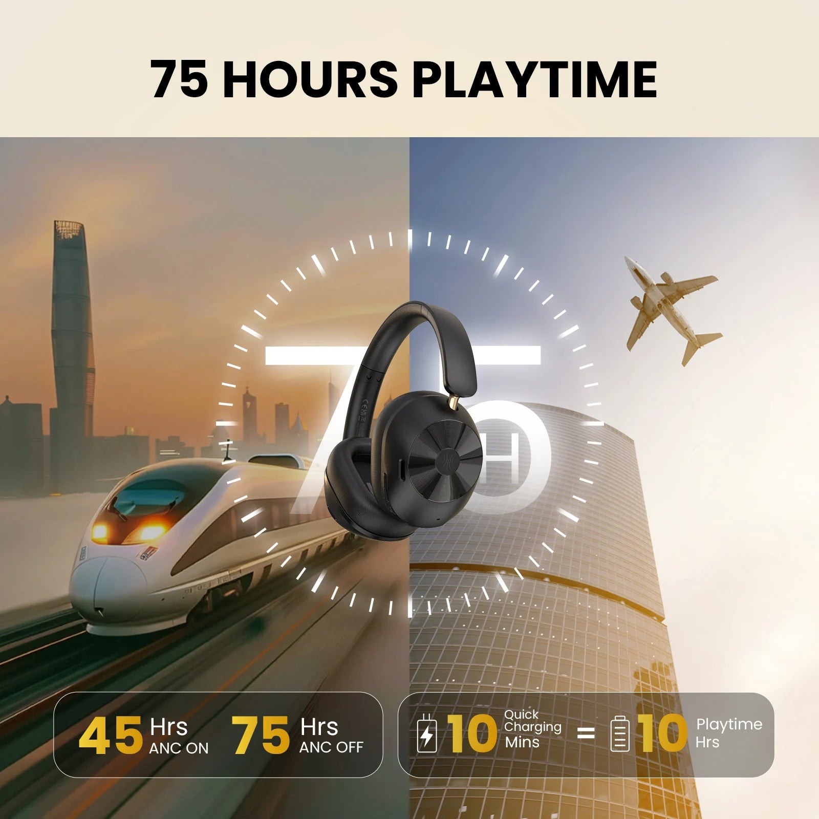 OneOdio A5 Bluetooth 5.4 Headphones with 43dB Hybrid Active Noise Cancelling