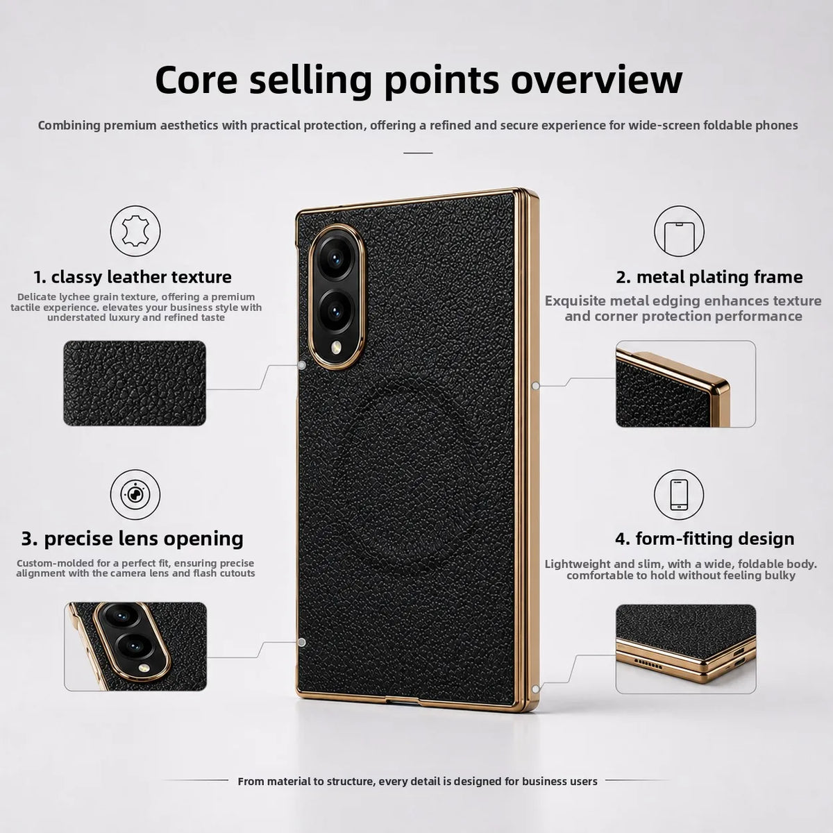 Lychee Grain Leather Magnetic Case for Samsung Galaxy Z Fold 8