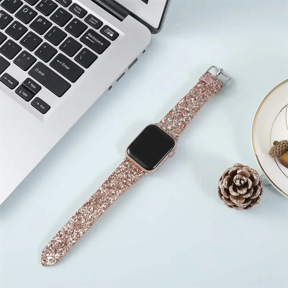 Luxury Shiny Glitter Leather Strap for Apple Watch