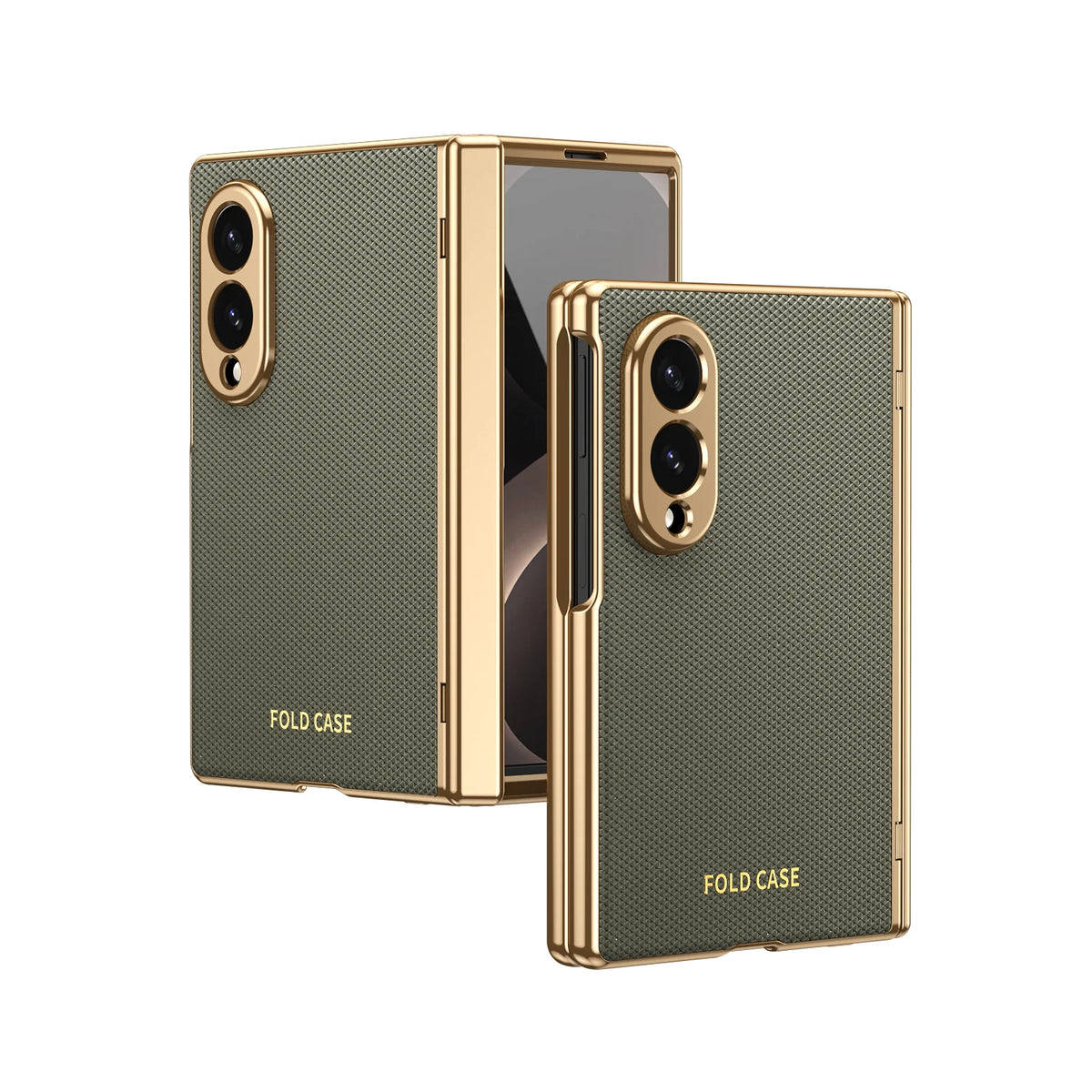 Synthetic Leather Hinge Protection Case with Tempered Glass Screen Protector for Samsung Galaxy Z Fold 8