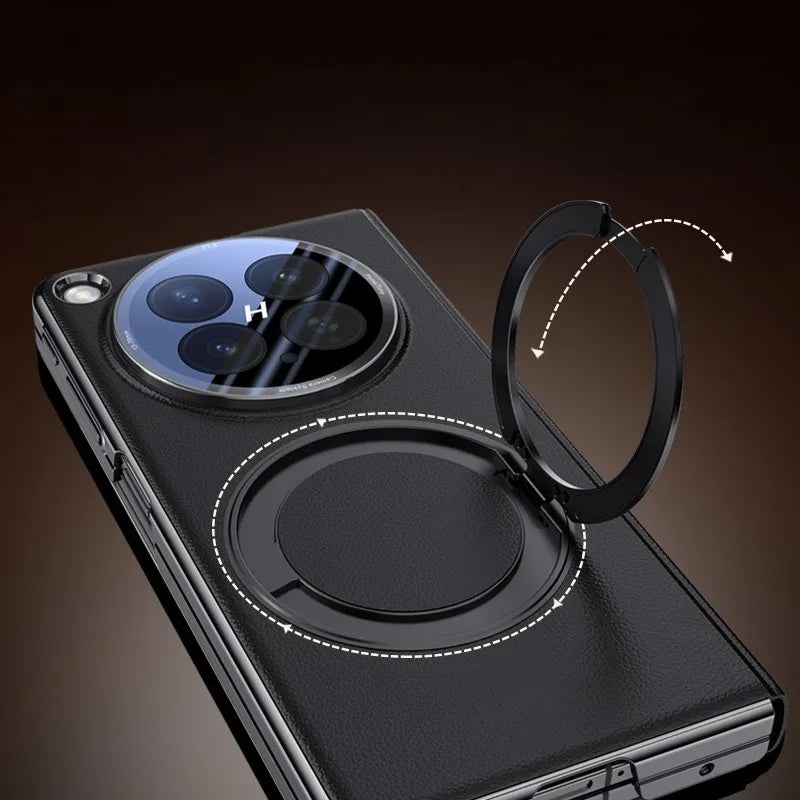 OPPO Find N6 Luxury Magnetic PU Leather Case with 360° Rotating Ring Holde