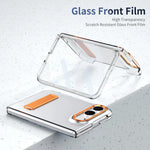 Transparent Kickstand Case with Tempered Glass Screen Protector for iPhone Duo