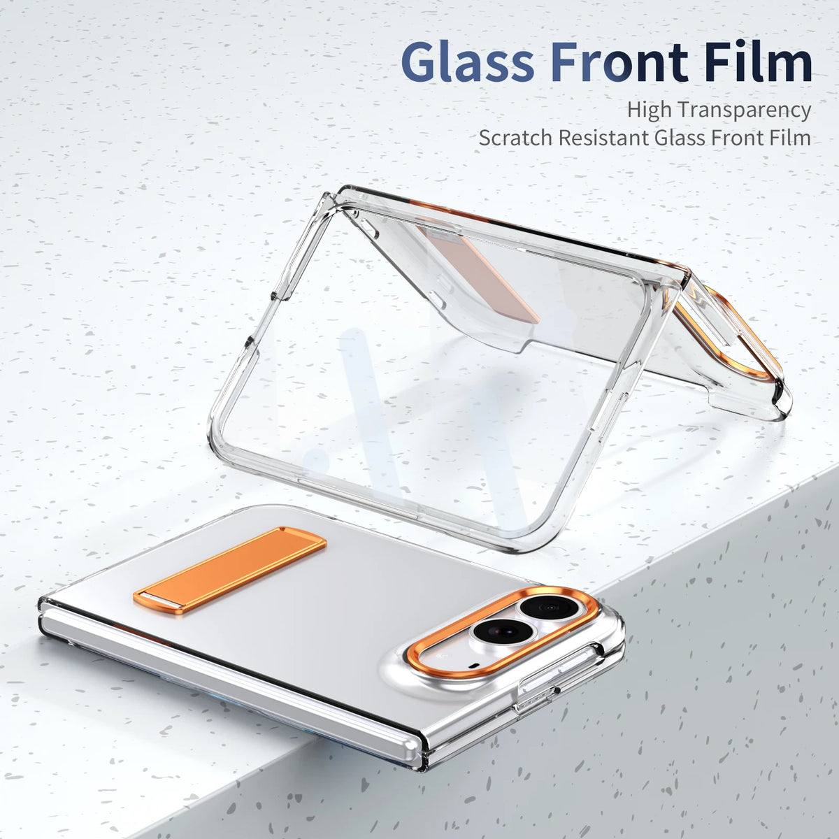 Transparent Kickstand Case with Tempered Glass Screen Protector for iPhone Duo