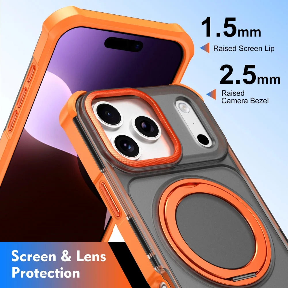 Matte Translucent MagSafe Case with 360° Rotatable Kickstand for iPhone 17 Series
