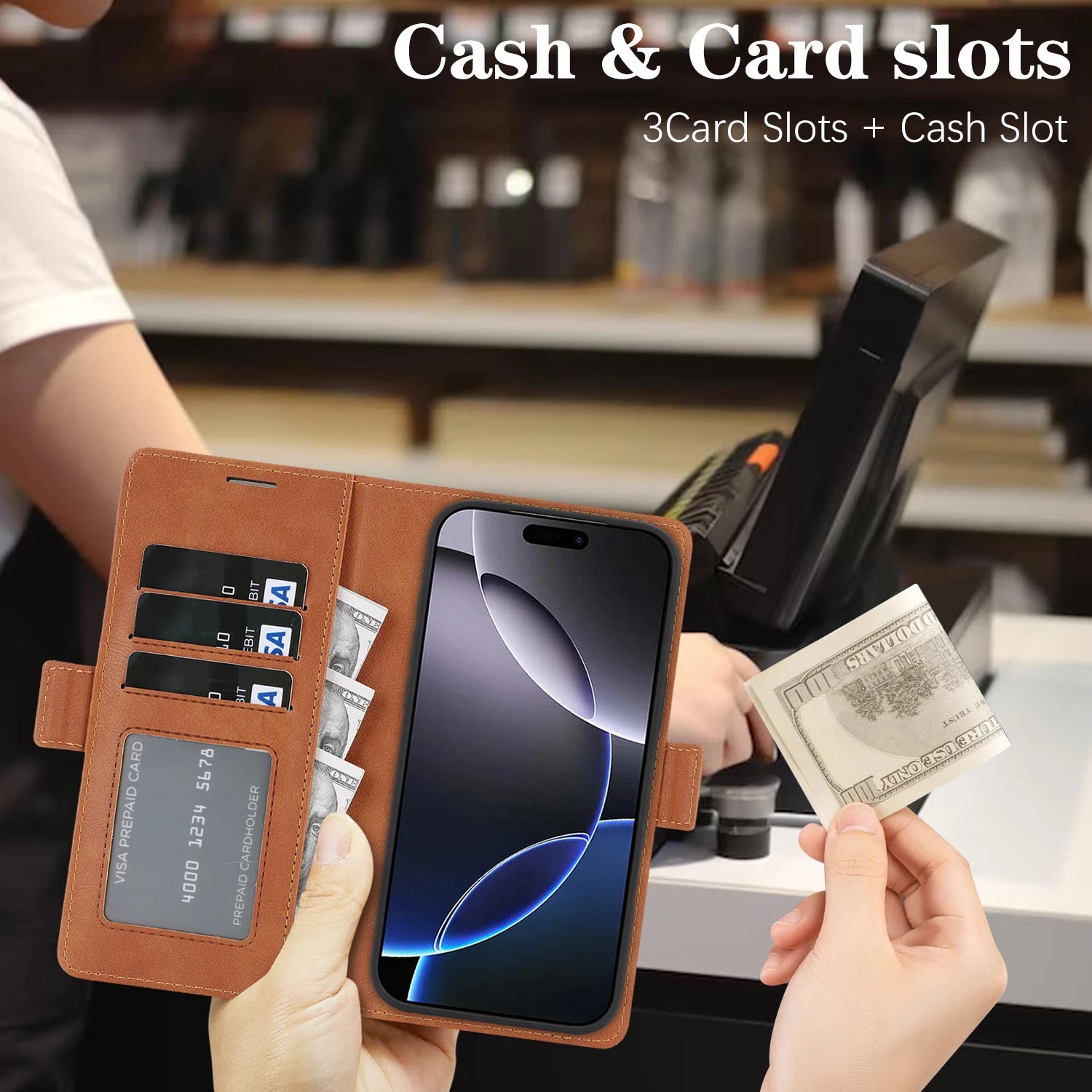 Premium 2-in-1 Leather MagSafe Wallet Case for iPhone 17 Series