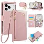 Pebbled Leather Crossbody Wallet Case with Detachable Shoulder Strap for iPhone 18 Series