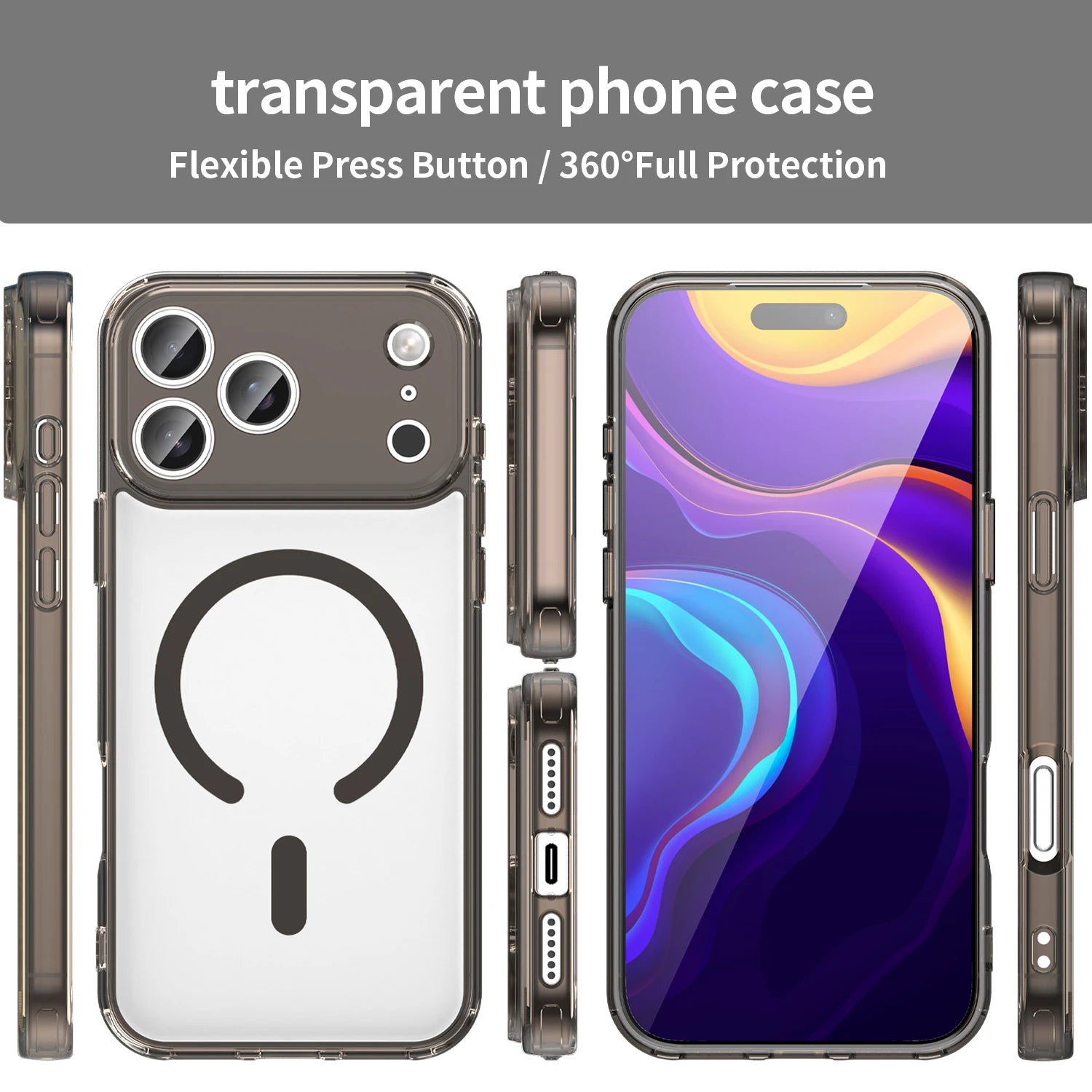 MagSafe Compatible Transparent Acrylic Case for iPhone 17 Series