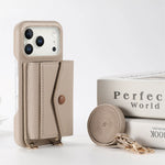 Premium Multi-Functional Leather Wallet Case with Built-In Makeup Mirror & Strap for iPhone 17 Series