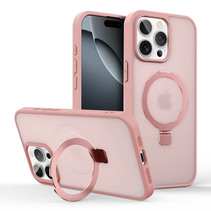 Shockproof Translucent Matte MagSafe Case with Invisible Stand for iPhone 15 Series