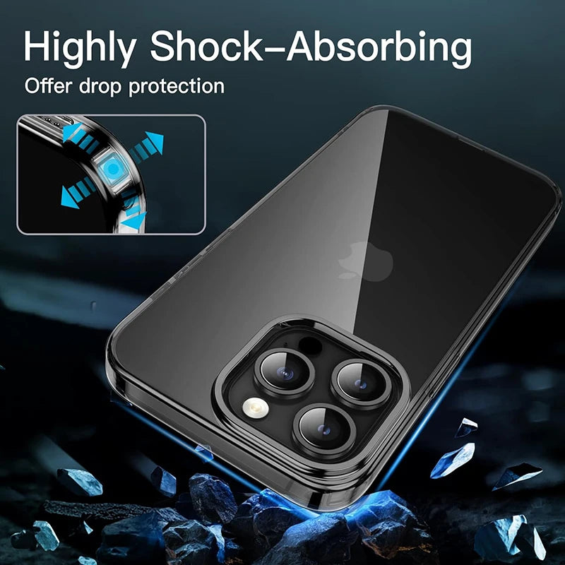 Transparent Black Ultra-Thin Soft Silicone Case for iPhone 15 Series