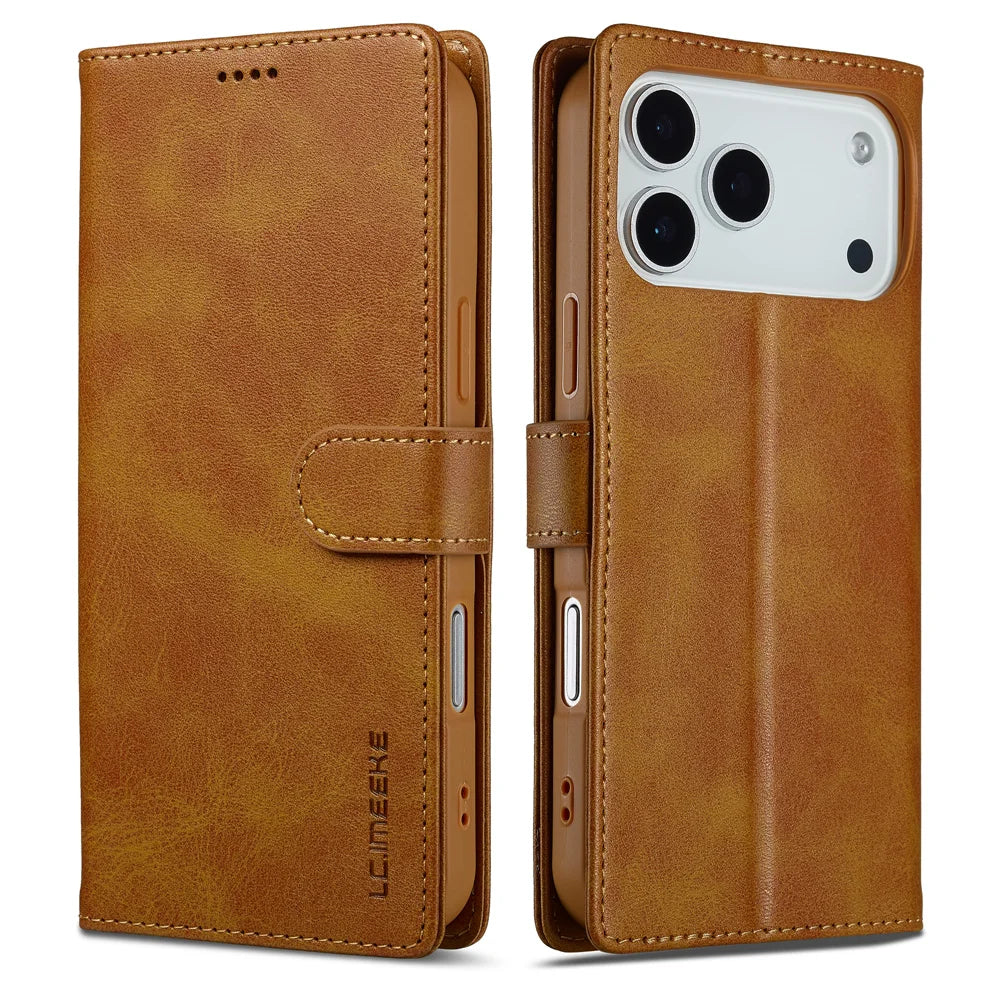 iPhone 17 Series Leather Flip Wallet Case