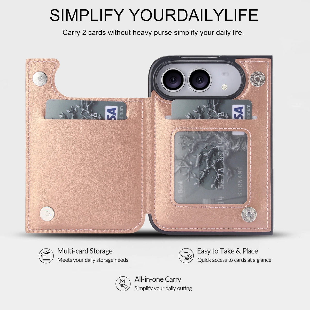 Leather Flip Wallet Case with Adjustable Stand for iPhone Duo