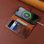 Retro Cowhide Leather Wallet Flip Case with Buckles and Lanyard for iPhone 17 Series