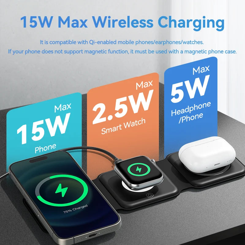 Vention 3-in-1 Fast Charging Magnetic Wireless Charger