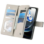 Leather Flip Crossbody Case with Multi-Card Zipper Wallet & Lanyard for iPhone 15 Series