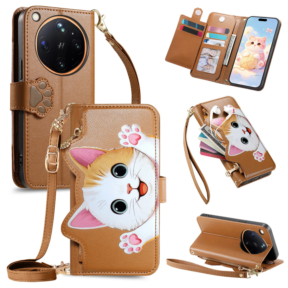 Detachable Crossbody Leather Wallet Case for OPPO Find X9 Series