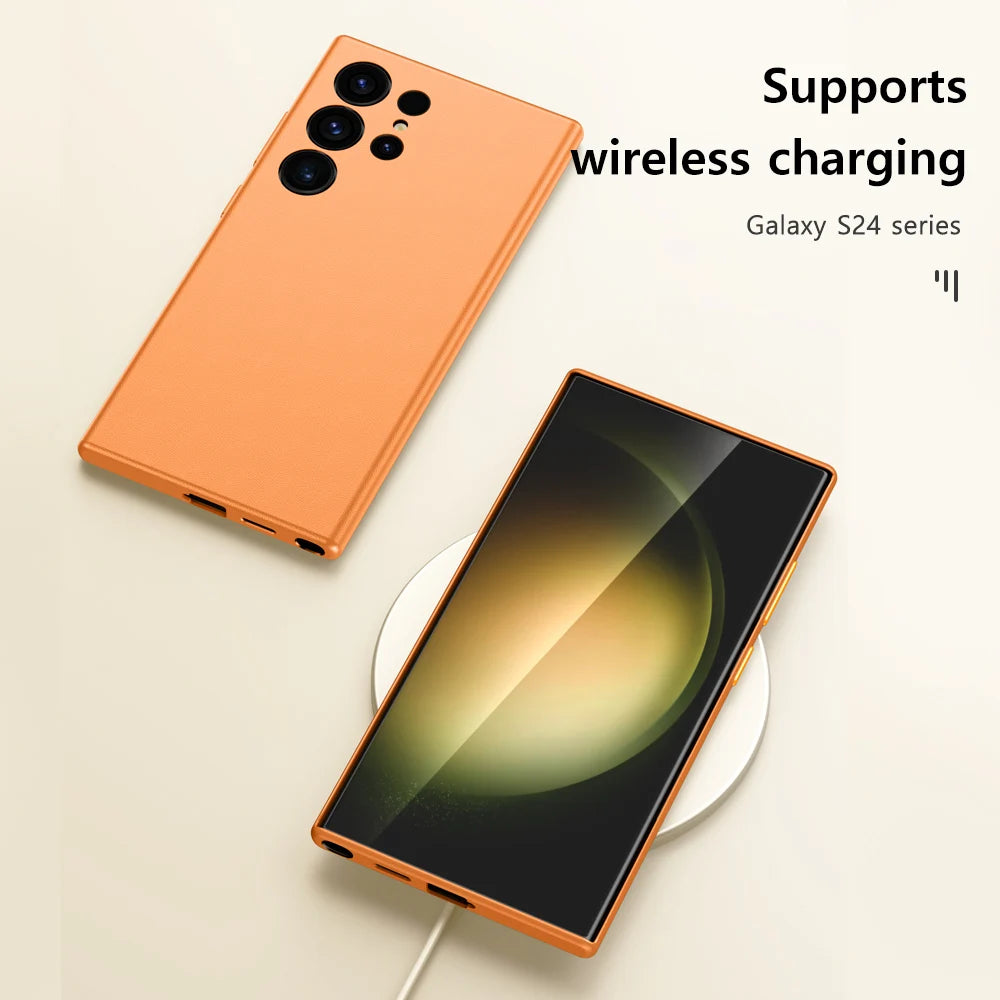 360 Full Protection PU Leather Phone Case for Samsung Galaxy S24 Series