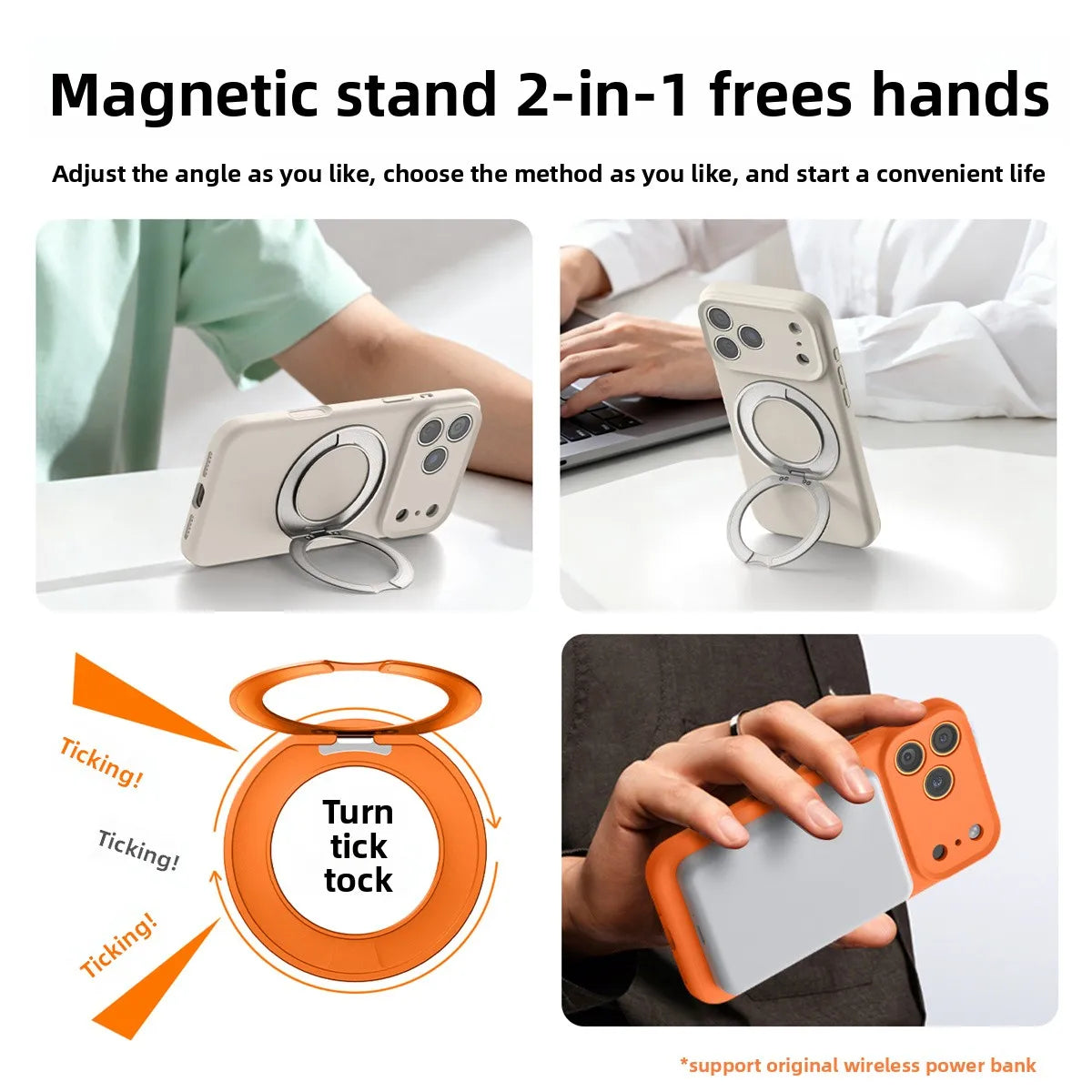Liquid Silicone MagSafe Case with Rotating Ring Holder for iPhone 17 Series