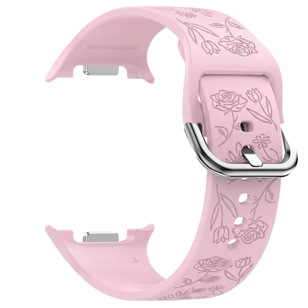 Floral Engraved Silicone Strap for Samsung Galaxy Watch 8 & Galaxy Watch 8 Classic