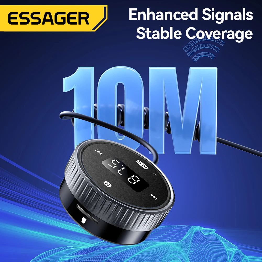 Essager Car Bluetooth 5.3 FM Transmitter with Built-in Mic
