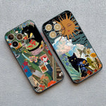 Abstract Art Cat Shockproof Back Phone Case for iPhone 15 Series