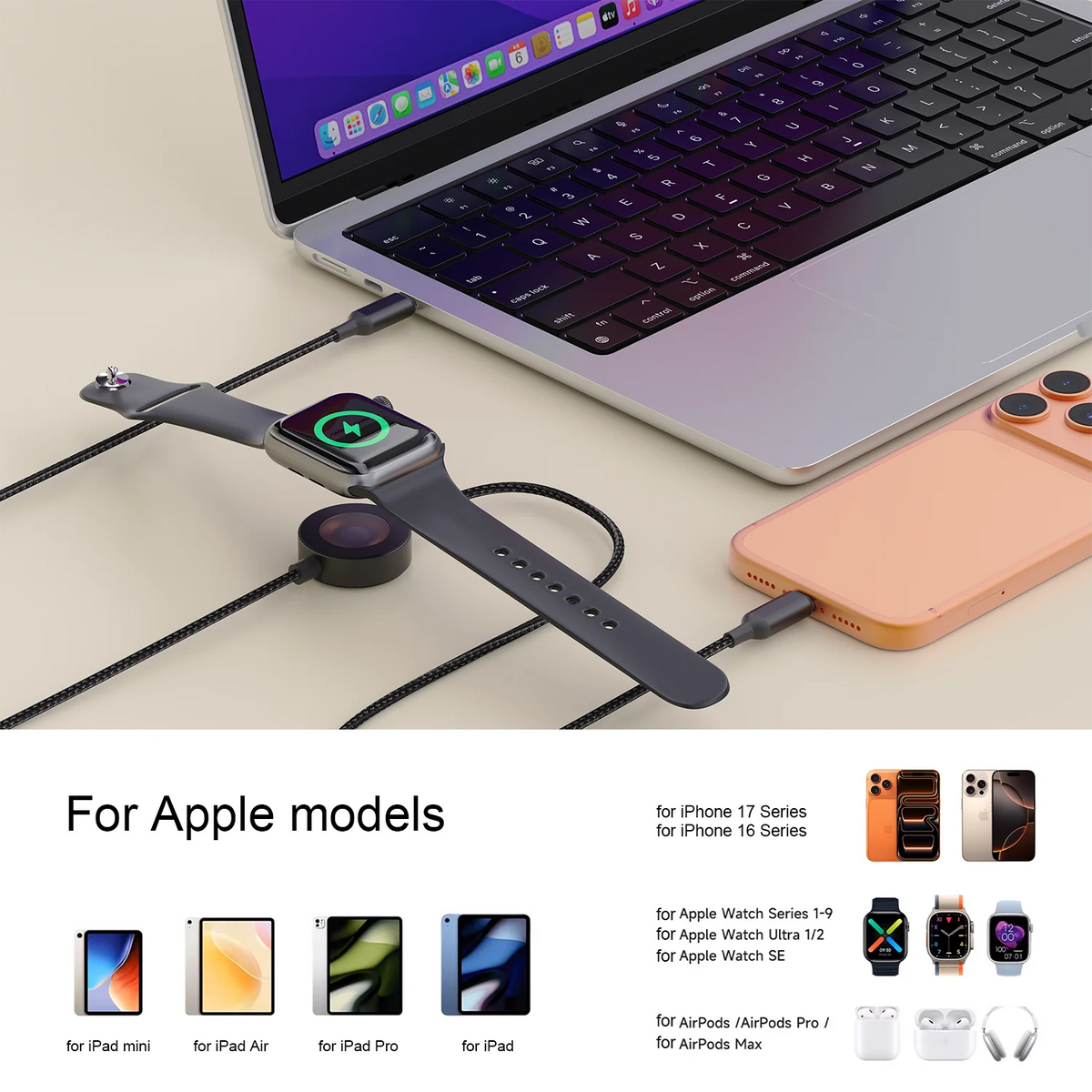 Bonola USB-C 2-in-1 Braided Charging Cable