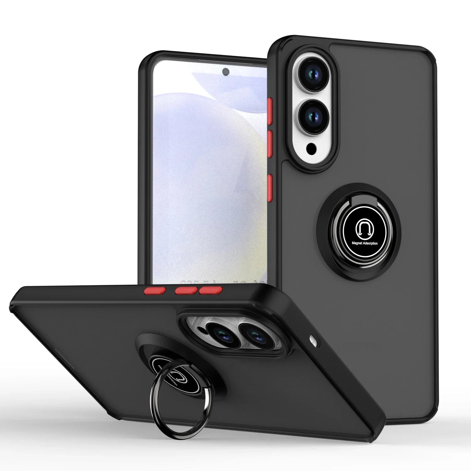 Shockproof Armor Matte Magnetic Case with Ring Stand for Samsung Galaxy S25 Edge